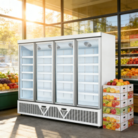 Vitrine Réfrigérée Verticale à Trois Portes, Refroidissement par Air, Sans Givre, pour Plats Préparés, Gâteaux, Bœuf, Mouton, Fruits de Mer, Origine Chine