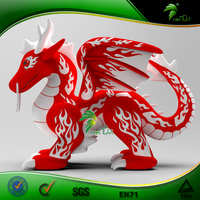 Ballon gonflable personnalisé rouge et blanc en forme de dragon à chevaucher