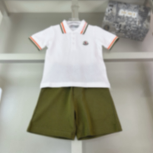 Nouvel ensemble <span class=keywords><strong>de</strong></span> vêtements en coton pour enfants, col perlé, <span class=keywords><strong>pantalon</strong></span> d'été à manches courtes, style sport, motif color block - Product Image 1