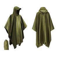 Poncho de pluie réutilisable carré simple imperméable bleu marine en plastique épais personnalisé avec logo de marque D5793 et sac de rangement