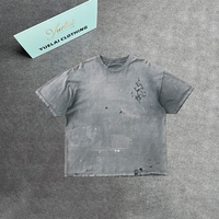 T-shirt pour homme en coton 100% personnalisé, imprimé, coupe ample et courte, effet délavé, faible MOQ, idéal pour l'été