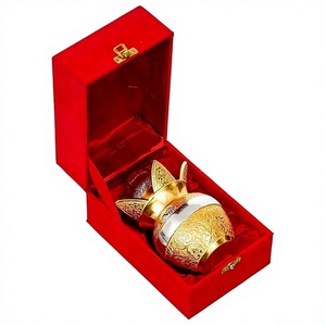 Indian Silver Plated Pooja Kalash <b>Lota</b> Tableware with Red Velvet Box Embossed Metal Ritual Vessel Gift - Product Image 1