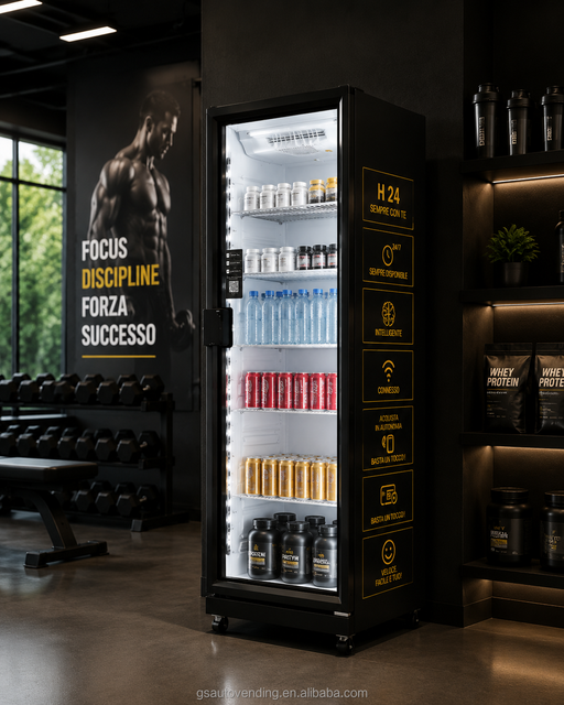 GS Vending 510L Food Snack and Beverage Vending Machine with Monitor 24/7 & Remote Management SDK Enabled WiFi for US Market