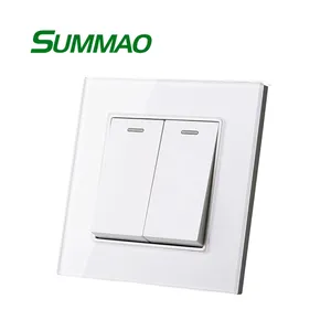 크리스탈 강화 유리 패널 2 갱 1 방법 스위치 전등 스위치 전기 On / Off 통과 벽 스위치 - Product Image 4