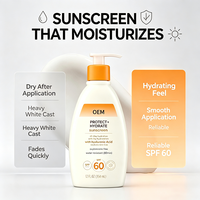 Crème solaire et hydratante 2-en-1 SPF60 OEM ODM 354ml, Acide hyaluronique sans oxybenzone, Résistance à l'eau 80 min, Protection UVA UVB
