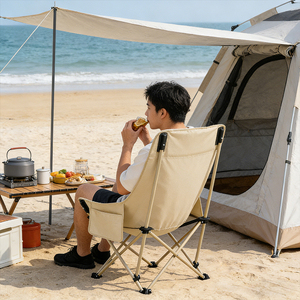 Chaise de plage portable avec coussin confortable et sac de transport, chaise pliante à assise large pour le <span class=keywords><strong>camping</strong></span>, les sports, tissu Oxford 600D - Product Image 6