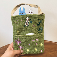 Nouveau sac bandoulière en peluche d'agneau brodé motif chat de dessin animé avec fermeture éclair, mignon sac messager pour téléphone portable