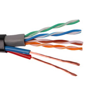 EXC exterior UTP CAT5e Cat6 Cable cobre Cat6 cable de red con 2C cable eléctrico para sistema de seguridad de cámara CCTV
