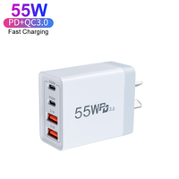 Chargeur rapide 55W 4 ports avec prise AU Australie, double PD 20W, adaptateur secteur USB-C, chargeur mural USB 2C2A pour Apple iPhone 13 14 15 Pro