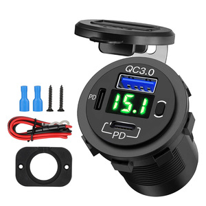 Car Fast Charger Dual USB QC3.0 PD 90W Digital <b>Display</b> 12V With <b>Cables</b> And Mounting Kit - Product Image 2