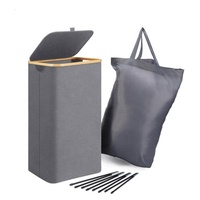 Panier de rangement pliable moderne en bambou, écologique, durable, imperméable, multifonctionnel, portable, avec poignées, grand format