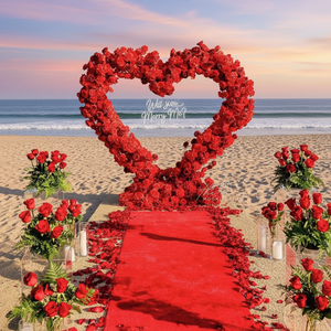 Supporto per Sfondo <span class=keywords><strong>con</strong></span> Palloncini AYOYO 220CM, Arco Nuziale Romantico in Metallo a Forma di Cuore <span class=keywords><strong>con</strong></span> Fiori Artificiali in Seta, Decorazione per Eventi Matrimoniali - Product Image 1