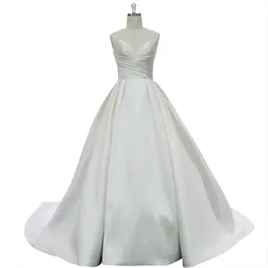 Sweetheart Wedding Dress Bridal Gown Taffeta Long Royal Train Women Sexy Design Bridal Dress