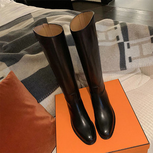 Bottes pour femmes en gros directement de l'usine, bottes en <span class=keywords><strong>cuir</strong></span> pour l'automne et l'hiver, bottes cuissardes, bottes hautes noires de haute qualité - Product Image 4