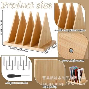 Wooden Triangular <b>File</b> Holder 26x18x18cm Desk Organizer Solid Wood Frame Office <b>Storage</b> Stand - Product Image 5