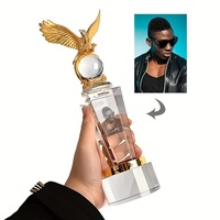 Trofeo de Cristal de Águila Dorada Pulida Premium Personalizado de Fábrica, Elegante Trofeo de Cristal Artístico Estilo Personaje de TV/Cine