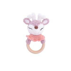 Muñeco <span class=keywords><strong>de</strong></span> madera tejido a mano personalizado, sonajero <span class=keywords><strong>de</strong></span> animales pequeños, juguete educativo <span class=keywords><strong>de</strong></span> ganchillo para bebés recién nacidos, masticable, interactivo y relajante - Product Image 5