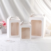 Boîte pliante rectangulaire en carton blanc avec fenêtre, modèle valise, emballage transparent, pour poupée, fleur, cadeau, style INS