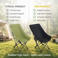 Chaise lune d'extérieur pliante et portable pour camping, pêche, pique-nique, plage, avec dossier haut et fonction inclinable, pour le croquis, logo personnalisable