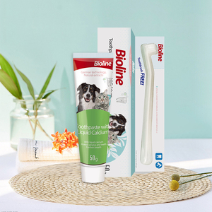 Brosse à dents pour chien et chat Bioline, dentifrice liquide au calcium écologique pour animaux de compagnie, 50g - Product Image 2