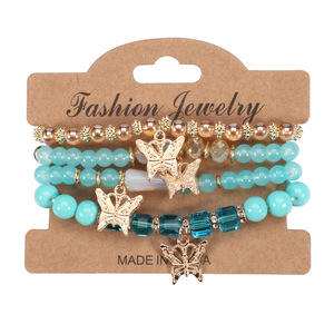 Fashion Jewelry Beaded Charm Bracelets Set For Women Boho Star <b>Tree</b> Leaf Butterfly <b>Crystal</b> Elastic Bracelets Gift Made In China - Product Image 5