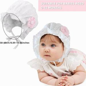 Gorros de Encaje con Logotipo Personalizado para Bebés, Gorros con Flores Encantadoras, Gorro de Primavera/Verano para Bebés Recién Nacidos - Product Image 4