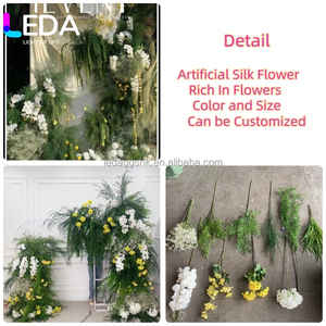 ฉากหลังดอกไม้ประดิษฐ์สีเขียวแบบสั่งทำพิเศษ LEDA พร้อมพรมดอกไม้สำหรับตกแต่งงานแต่งงานทั้งในร่มและกลางแจ้ง - Product Image 2
