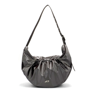 Made In Korea Jet Grey Crossbody <b>Bag</b> With Wrinkle <b>String</b> Design And A Practical Inner Lining Pocket - Product Image 1