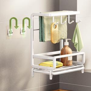 Support de rangement pour torchons de cuisine, égouttoir à torchons pour robinet, support de rangement sans perçage pour éponges et serviettes d'évier - Product Image 4