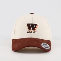 Casquettes de baseball snapback en coton bicolore beige à 6 panneaux avec visière en faux daim et boucle à pression métallique, broderie personnalisée, vente en gros