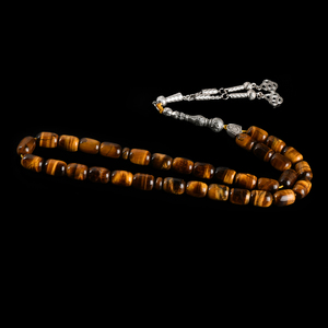 מחרוזת תפילה YS310 מחרוזות עין הנמר עם קמע, חרוזי עין הנמר צהובים מדהימים, חרוזים עגולים בעבודת יד. - Product Image 3