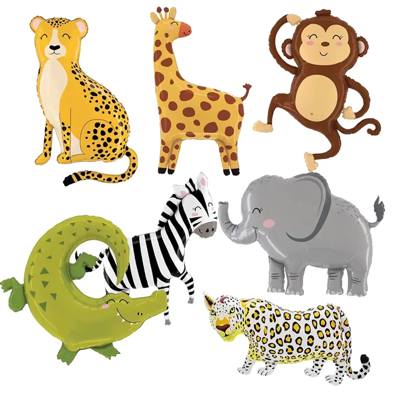 Yeni tasarım fil Zebra timsah timsah zürafa maymun leopar folyo balon doğum günü bebek duş parti dekorasyon