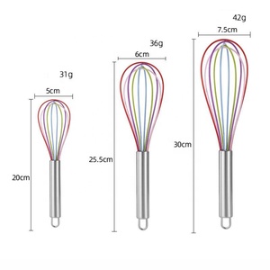 Thép không gỉ xử lý Hướng dẫn sử dụng trứng Beater đầy màu sắc Silicone nhà bếp Trứng khuấy công cụ Silicone Kem bơ trứng Beater - Product Image 6