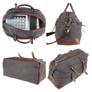 थोक विंटेज कैनवास + pu चमड़े के डफ़ल बैग कस्टम ओम सप्ताहांत यात्रा बैग फैशन पत्र यूनिसेक्स आयोजक बड़ी क्षमता - Product Image 5