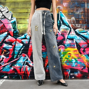 LUXE ENTERPRISES Jeans Acampanados de Mujer de Cintura Alta, Lavado Claro, Tejido Desgastado con Cinturón Envolvente Deshilachado - Product Image 2