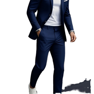 Ensemble de costume TR ajusté de haute qualité pour homme, idéal pour le bureau ou un mariage, avec fermeture éclair, double boutonnage et design respirant - Product Image 1