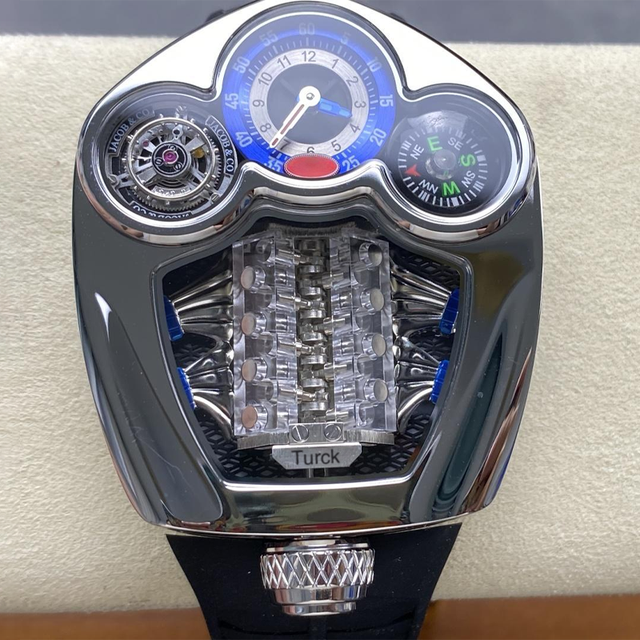 2025 New Jacobco Luxury Men Manual Mechanical Watch Sapphire Crystal Chronograph PVD Stainless Steel Case Rubber Strap Sport
