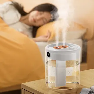 最新的2L双喷嘴空气加湿器，带液晶湿度显示大容量家用卧室芳香精油扩散器