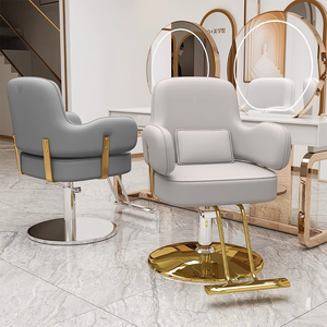 Meilleure Vente Fauteuil de Coiffure de Luxe en Cuir PU avec Base Dorée en Acier Inoxydable et Cadre Métallique pour Salon de Coiffure - Product Image 2