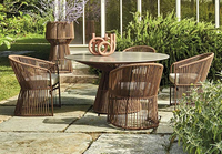 Ensemble de salle à manger durable en corde tressée au design moderne pour jardin, restaurant, mobilier d'extérieur, cour, hôtel, villa