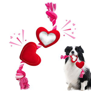 Giocattoli in Corda Personalizzabili e Resistenti per Animali Domestici con Cuore Peluche Sonoro, Giocattolo per Cani da Tiro alla Fune, Simpatici Regali di San Valentino per Cani di Piccola e Media Taglia - Product Image 1