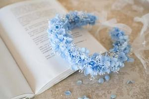 Couronne de fleurs séchées pour mariée et demoiselle d'honneur, accessoires de cheveux bohèmes pour mariage - Product Image 4