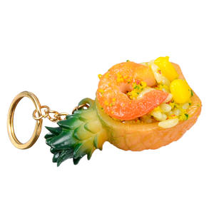 Porte-clés de dessin animé en résine, modèle miniature de nourriture : Ananas, Riz, Ananas et Riz Frit, Jouet alimentaire créatif - Product Image 5