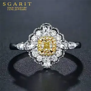 Gioielli leggeri Dubai gioielli da sposa di lusso con prezzo 18k oro donne anello da dito 0,28 ct naturale giallo anello di diamanti