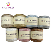 Shiny Metallic Glitter Braided Hand Knitting Yarn 100% Polyester Cord Yarn for Crochet Bag, Macrame Wall Hanging