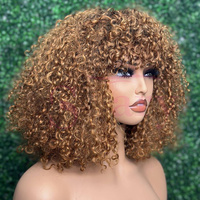 Perruque bouclée Pixie Super Double Drawn en cheveux humains vietnamiens, densité 200%, couleur 1b/30, fabriquée à la machine, pour femmes noires