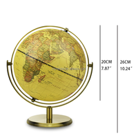 Globe terrestre parlant de style antique 20 cm/8 pouces à rotation complète en PVC et métal, compatible avec l'augmentation de la réalité multilingue, géographie MPR