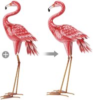 Lot de 2 grandes statues de flamants roses pour jardin, sculptures gonflables en métal, oiseaux, art de jardin, décoration extérieure, décoration de maison, animaux