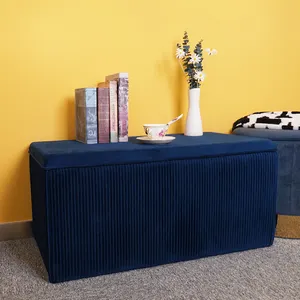 HStex 2020 新设计的多功能丝绒甘蔗奥斯曼脚存储沙发坐垫