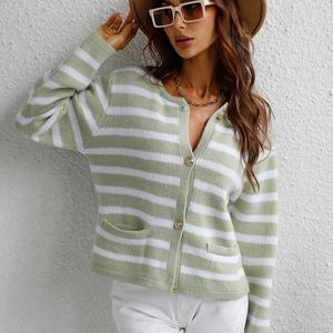 <span class=keywords><strong>Cardigan</strong></span> a righe con bottoni lavorato a maglia maglione taglie forti donna maglione donna donna maglione all'ingrosso - Product Image 5